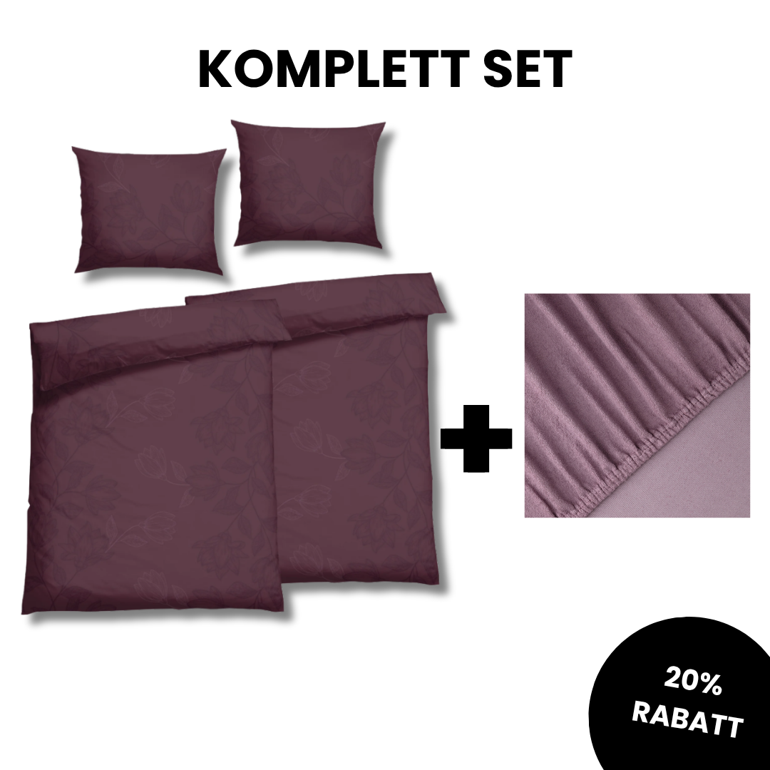 FLAUSCH FLANELL BETTWÄSCHE METZA BEERE Komplett Set – FLORELLA