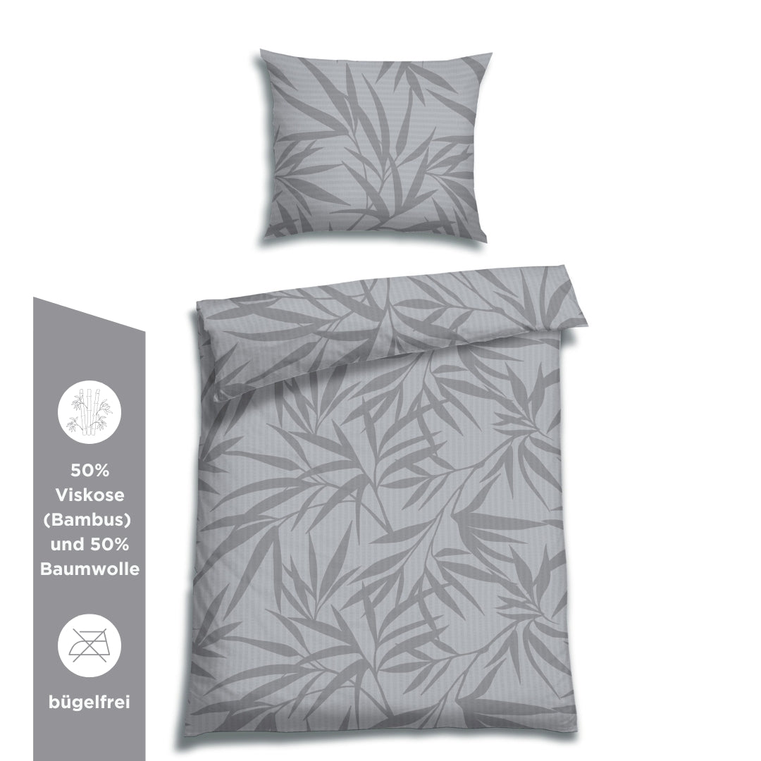 SOFT TOUCH SEERSUCKER-BETTWÄSCHE PALOMO SILBER – FLORELLA