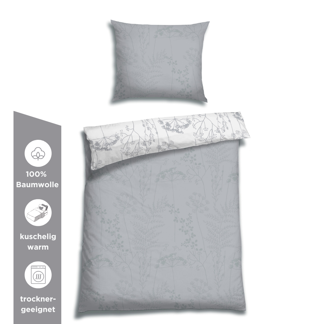 FLAUSCH FLANELL BETTWÄSCHE ISABEL SILBER – FLORELLA