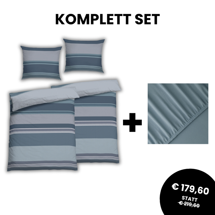 Edel Satin Laurenz Blau Komplett Set