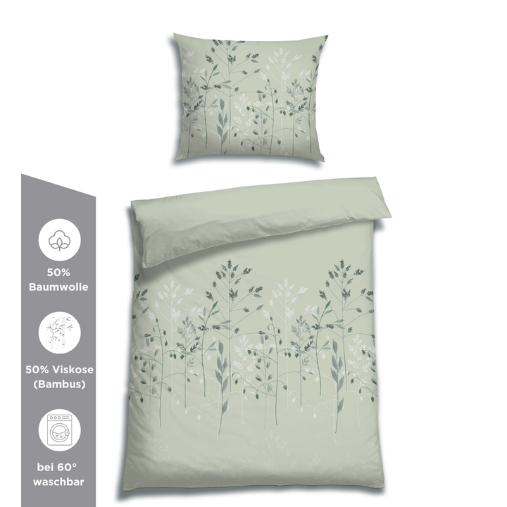 SOFT TOUCH SATIN BETTWÄSCHE FINA SALBEI