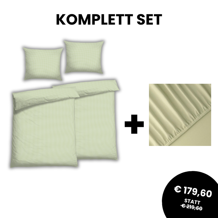 Edel Satin Karo Five Salbei Komplett Set