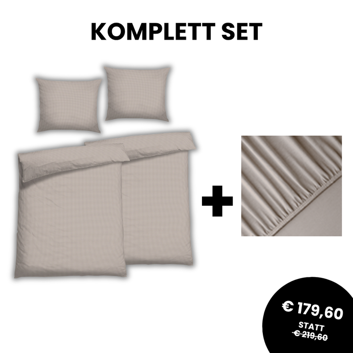 Edel Satin Karo Five Leinen Komplett Set