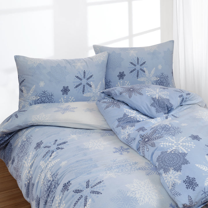 FLAUSCH FLANELL BETTWÄSCHE EISKRISTALL BLAU