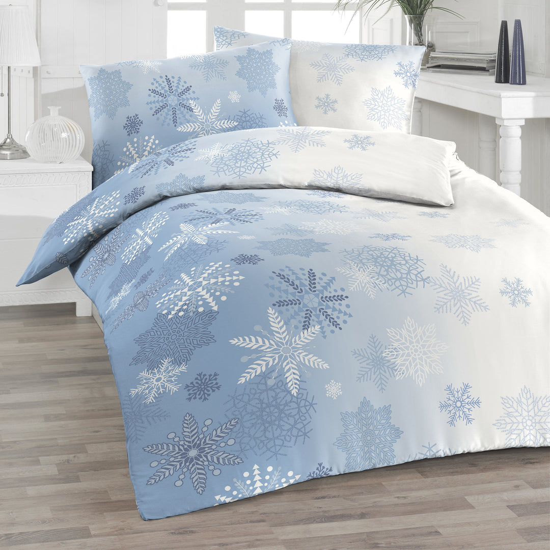 FLAUSCH FLANELL BETTWÄSCHE EISKRISTALL BLAU