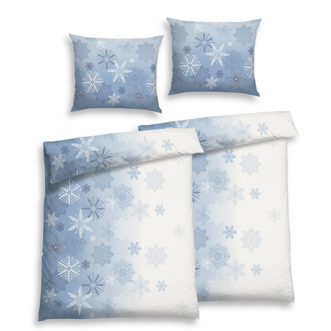 FLAUSCH FLANELL BETTWÄSCHE EISKRISTALL BLAU