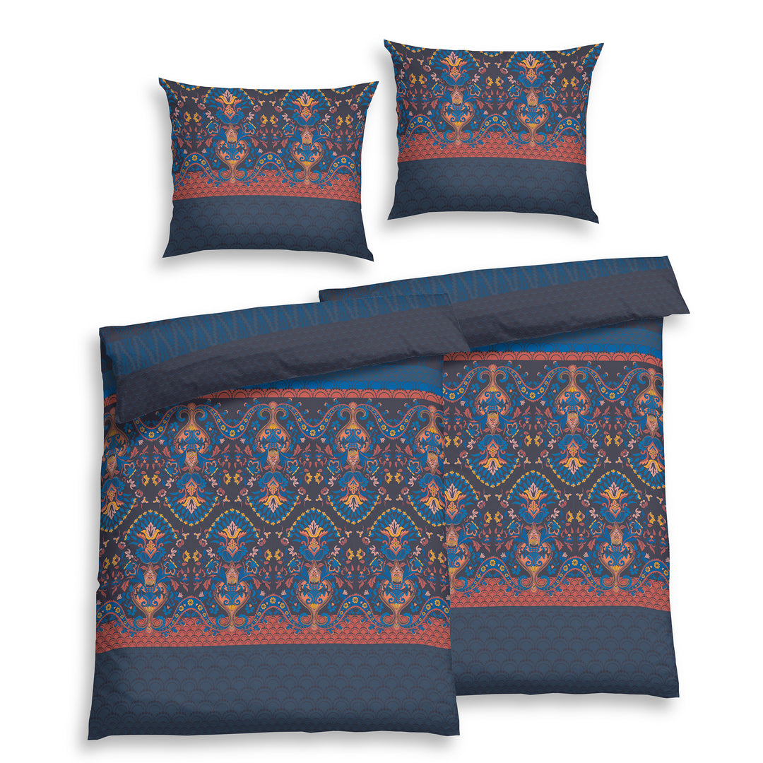 FLAUSCH FLANELL BETTWÄSCHE ELKAN NACHTBLAU