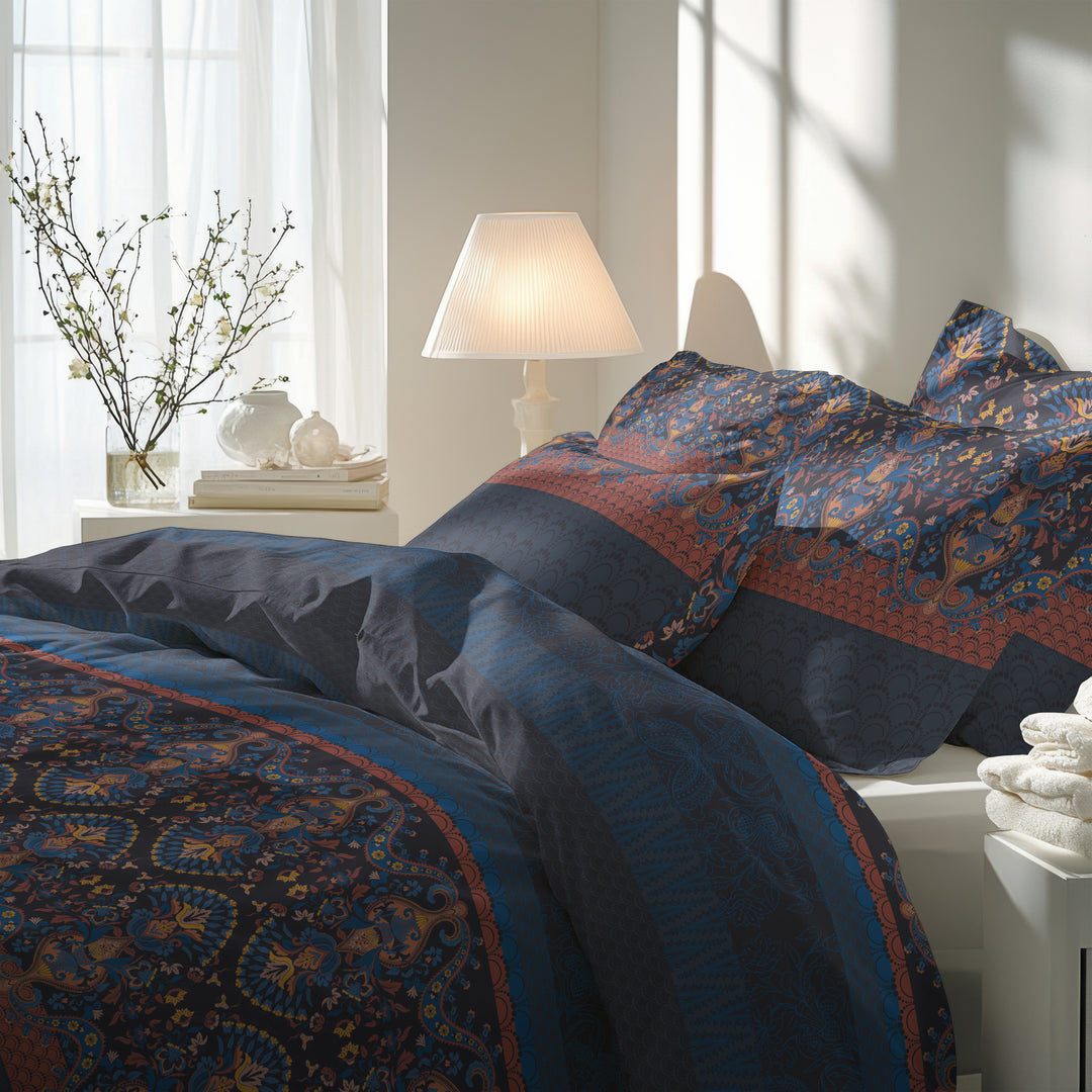 FLAUSCH FLANELL BETTWÄSCHE ELKAN NACHTBLAU