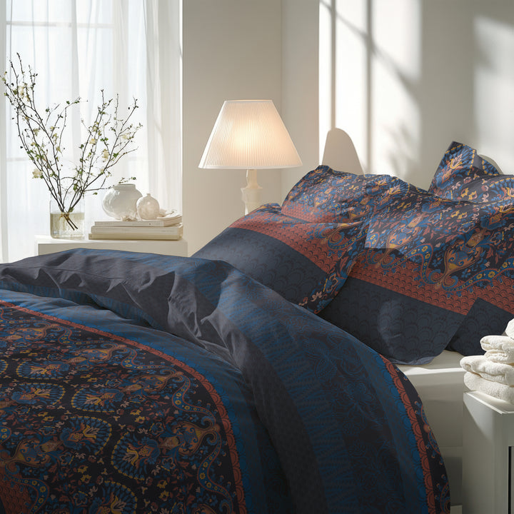 FLAUSCH FLANELL BETTWÄSCHE-SET ELKAN NACHTBLAU