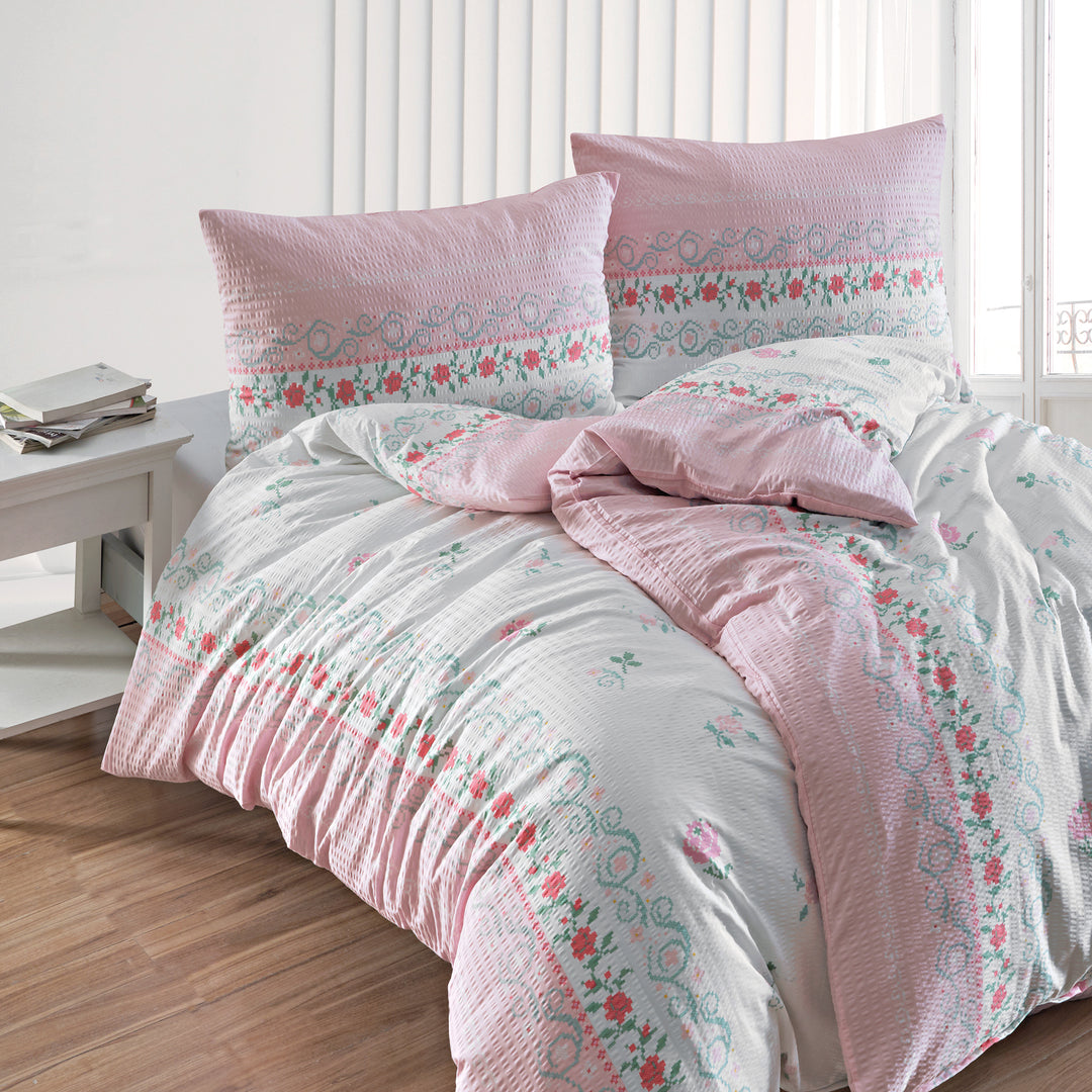 SOFT TOUCH SEERSUCKER BETTWÄSCHE HELLA ROSA