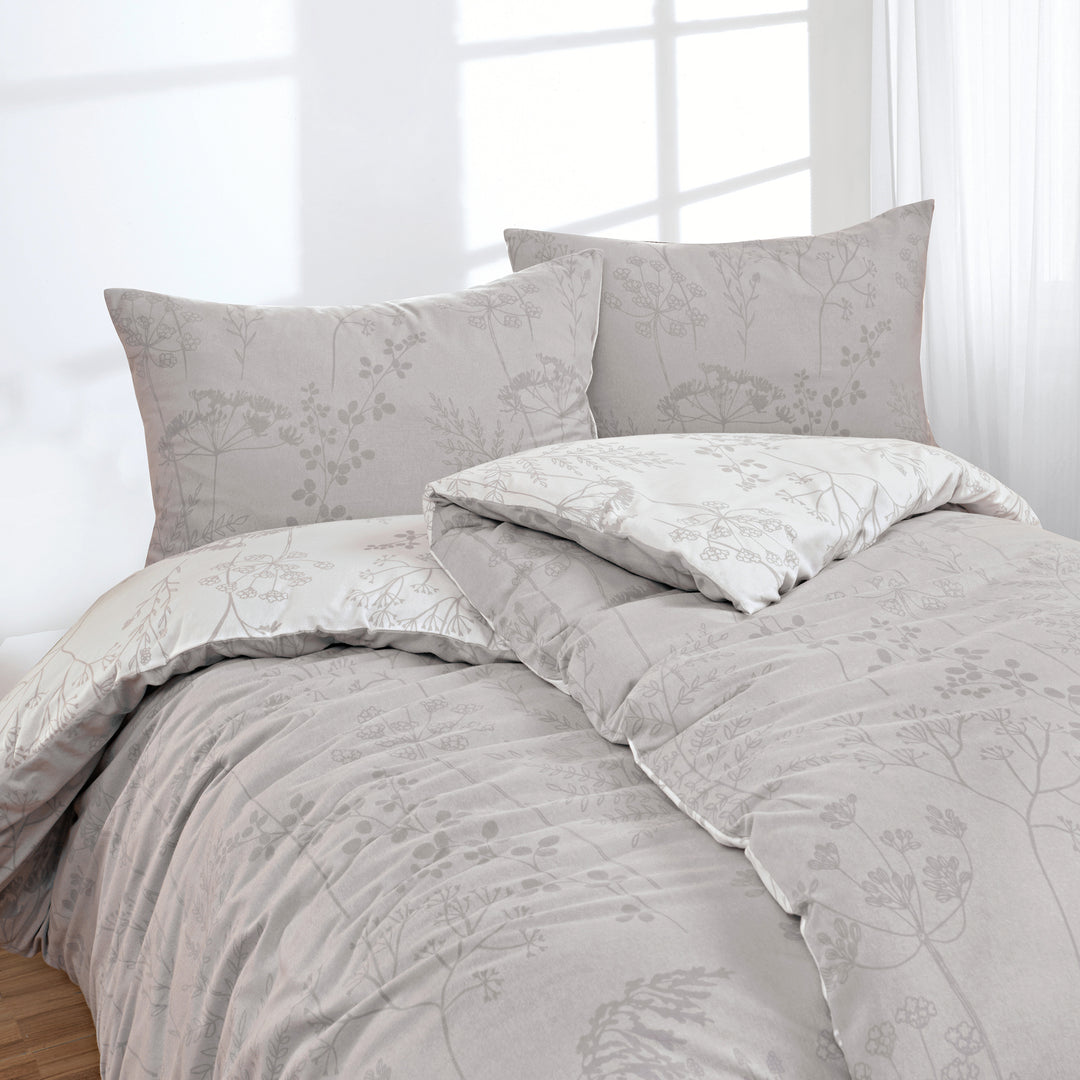 FLAUSCH FLANELL BETTWÄSCHE-SET ISABEL SILBER