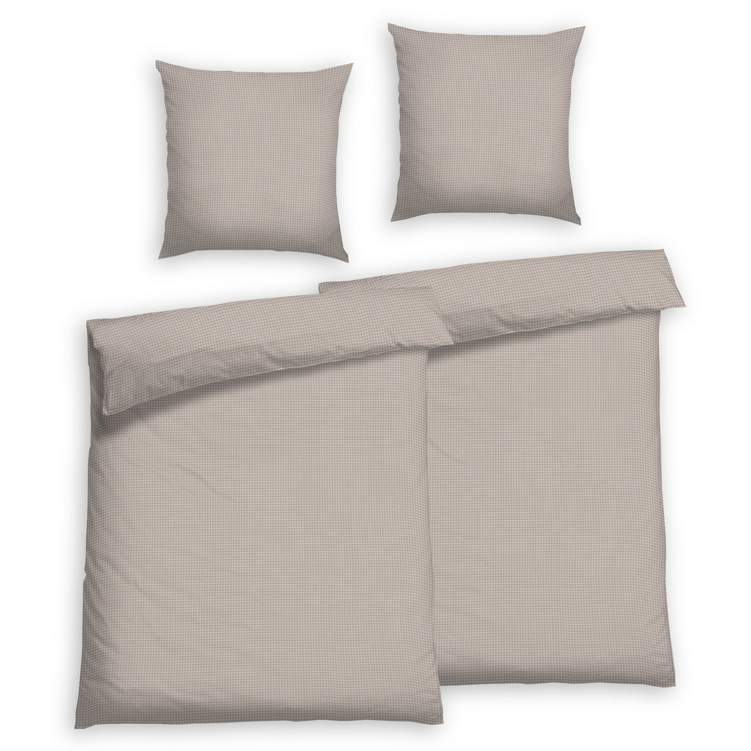 EDEL SATIN BETTWÄSCHE-SET KARO FIVE LEINEN