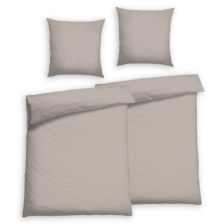 EDEL SATIN BETTWÄSCHE-SET KARO FIVE LEINEN