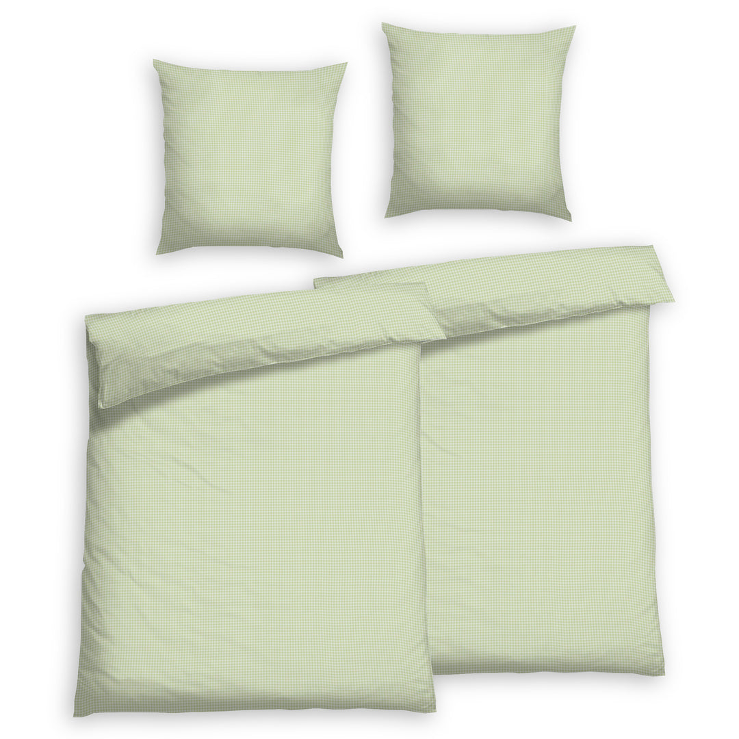 EDEL SATIN BETTWÄSCHE-SET KARO FIVE SALBEI