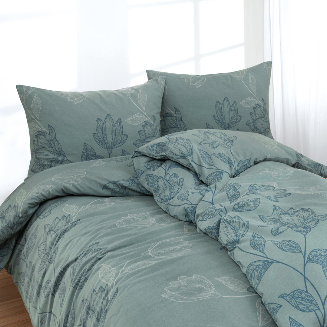 FLAUSCH FLANELL BETTWÄSCHE-SET METZA PETROL