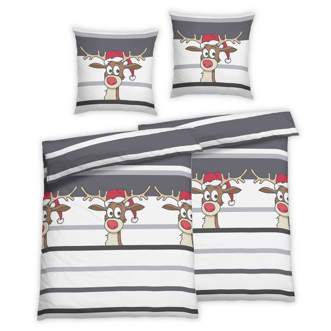 FLAUSCH FLANELL BETTWÄSCHE-SET NILSO GRAU