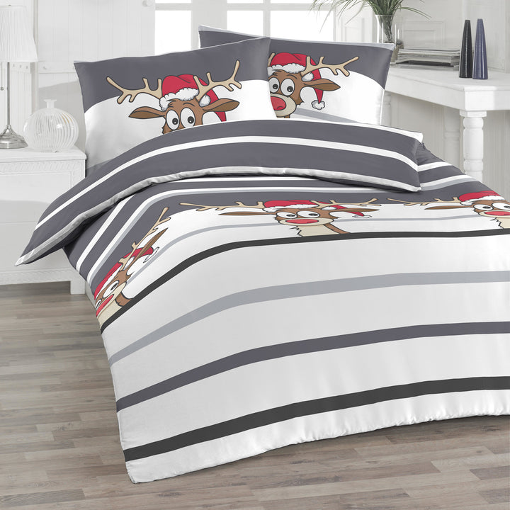 FLAUSCH FLANELL BETTWÄSCHE NILSO GRAU