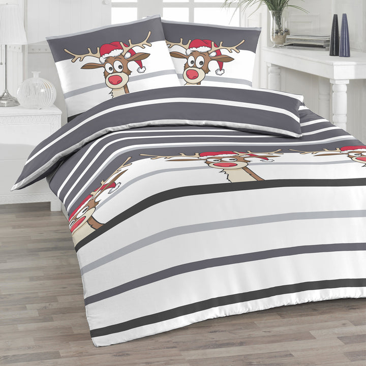 FLAUSCH FLANELL BETTWÄSCHE-SET NILSO GRAU