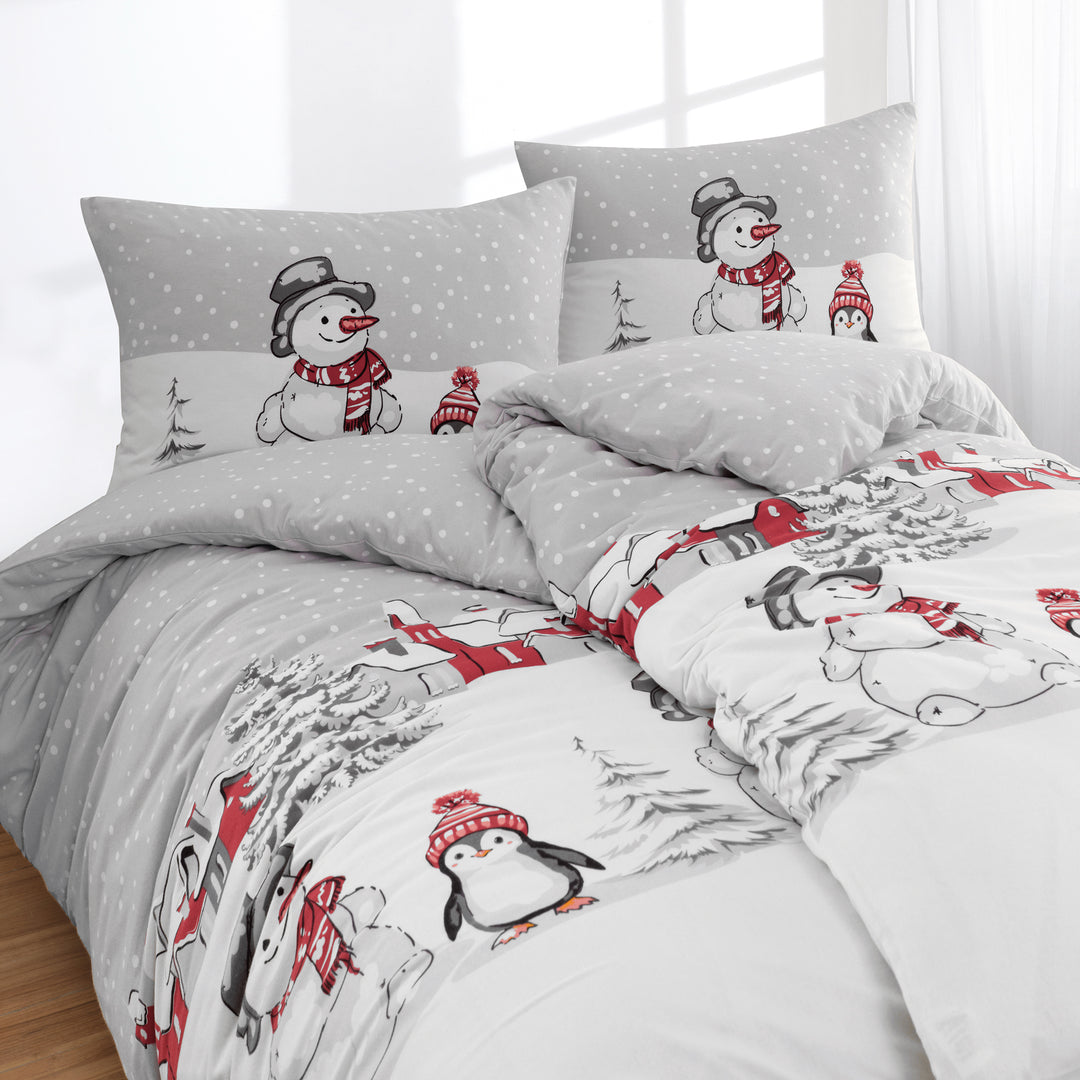 FLAUSCH FLANELL BETTWÄSCHE RENUN GRAU