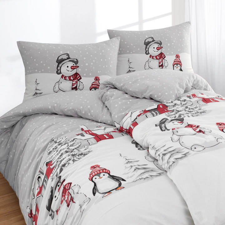 FLAUSCH FLANELL BETTWÄSCHE RENUN GRAU