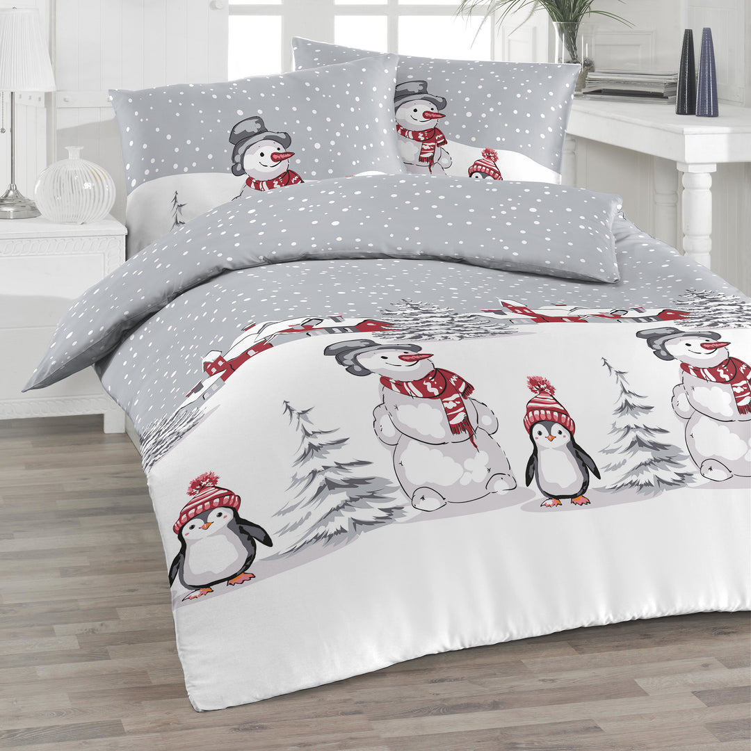 FLAUSCH FLANELL BETTWÄSCHE RENUN GRAU