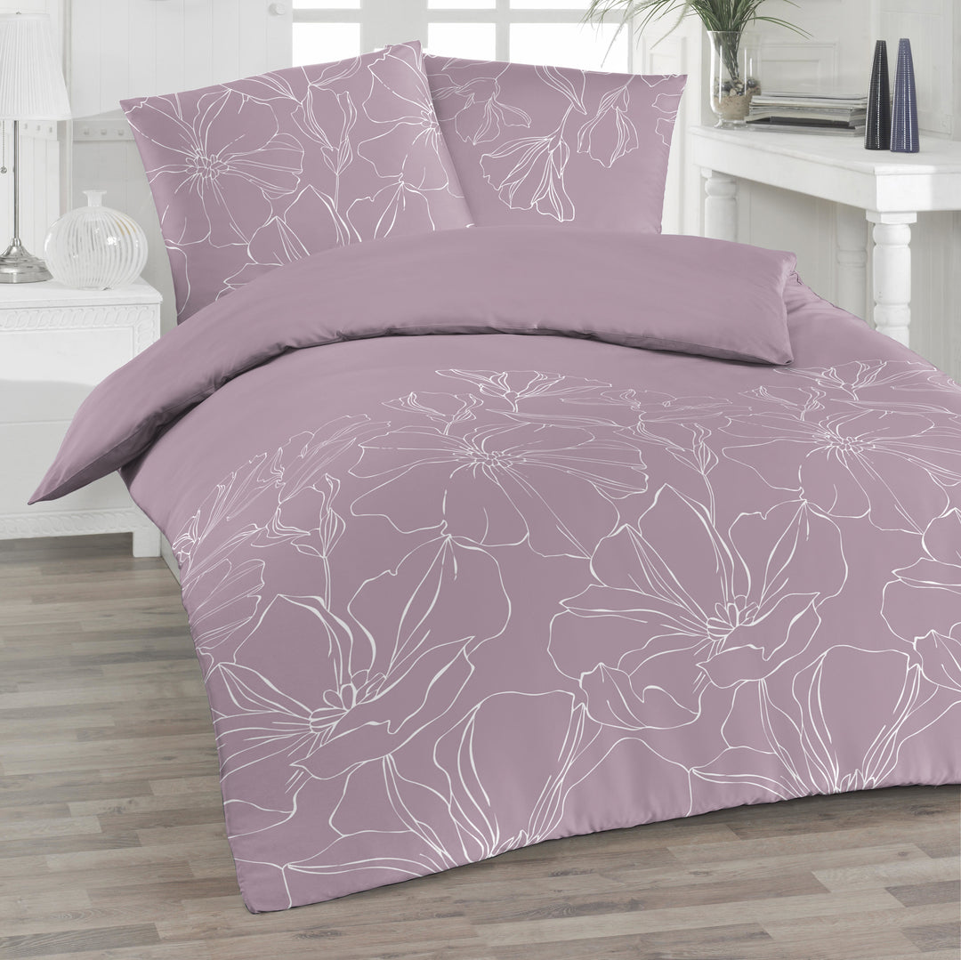 SATIN-BETTWÄSCHE-SET SERISA LILAC