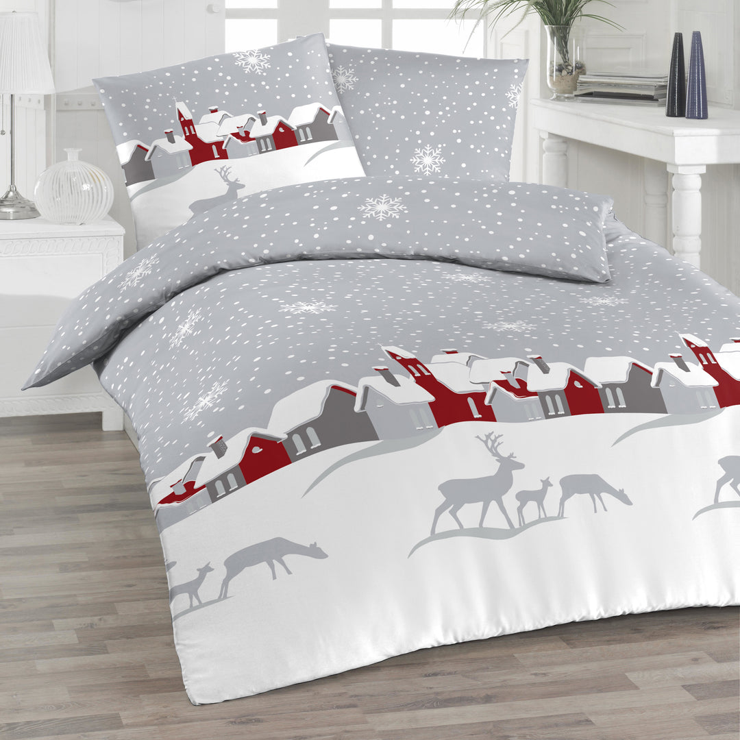 FLAUSCH FLANELL BETTWÄSCHE-SET TOWN GREY – FLORELLA