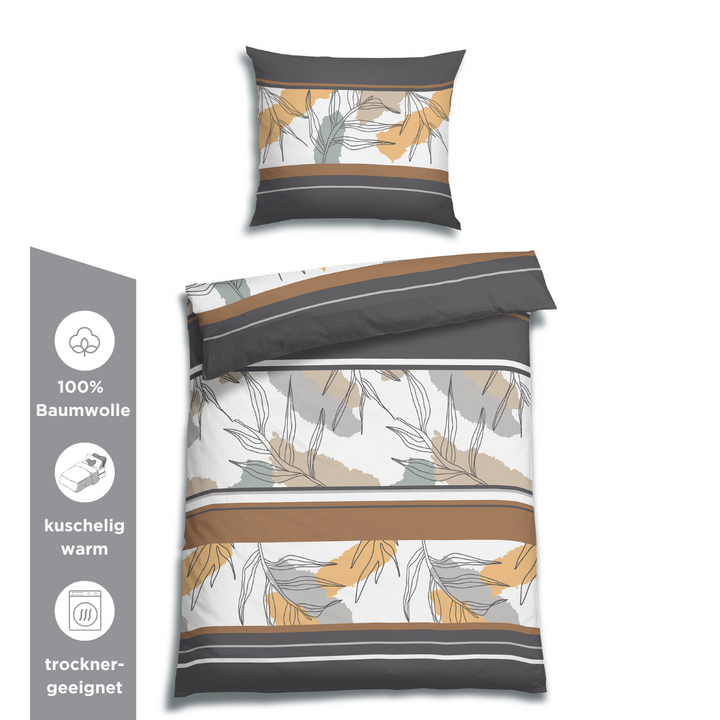 FLAUSCH FLANELL BETTWÄSCHE LANINA GRAU