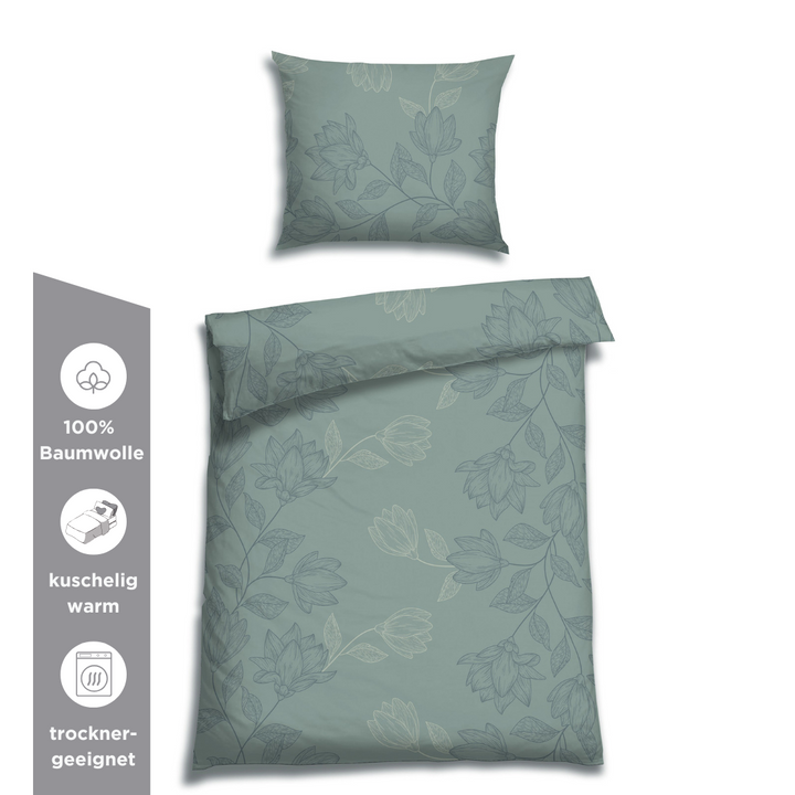 FLAUSCH FLANELL BETTWÄSCHE METZA PETROL