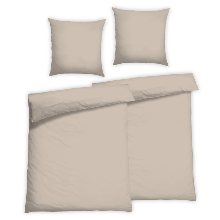 EDEL SATIN BETTWÄSCHE-SET UNI BEIGE