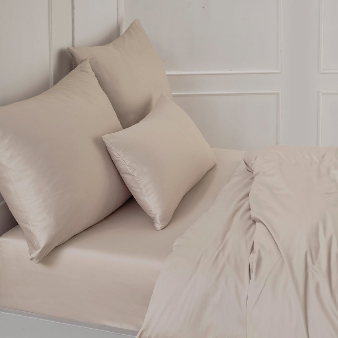 EDEL SATIN BETTWÄSCHE UNI BEIGE