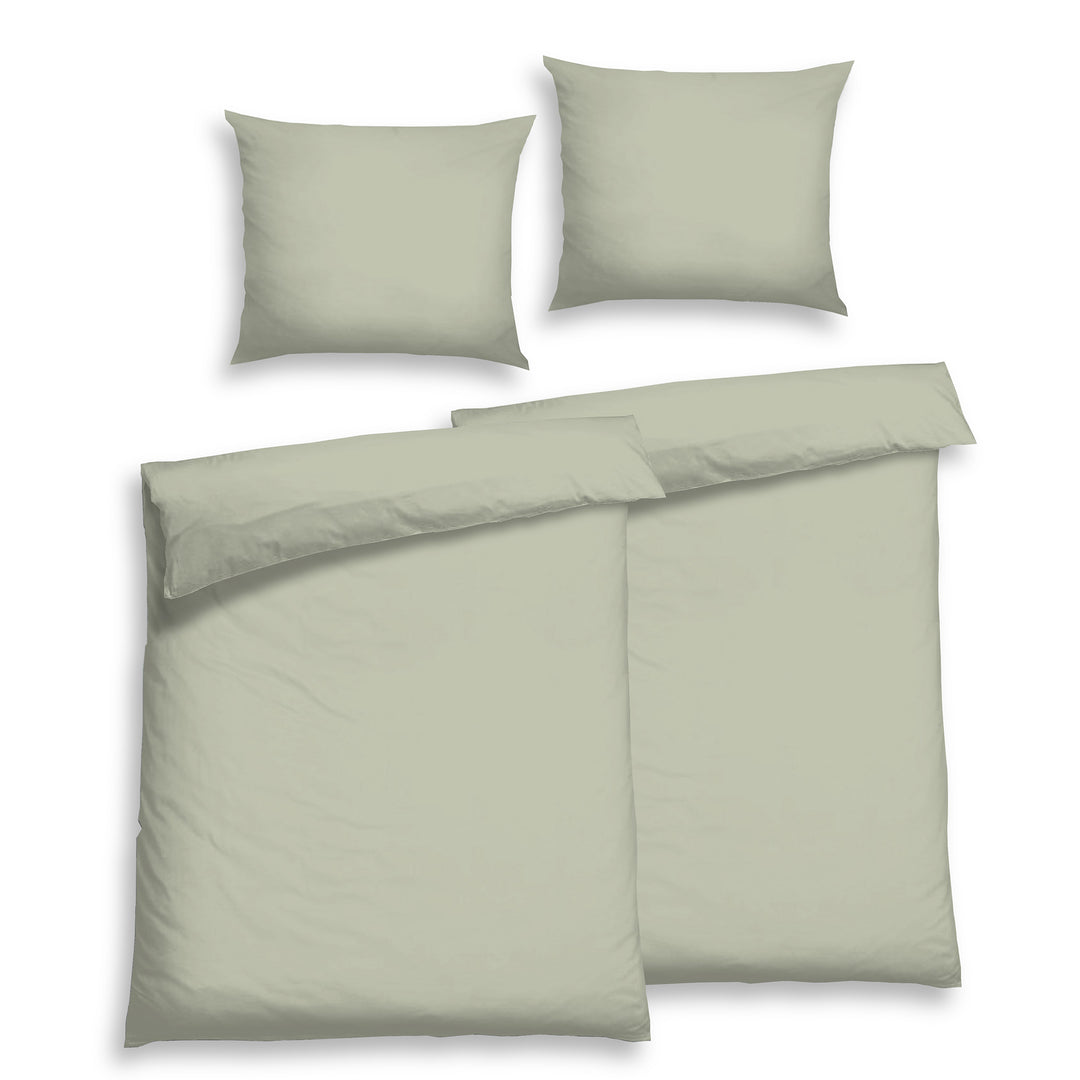 EDEL SATIN BETTWÄSCHE UNI PASTELL GRÜN