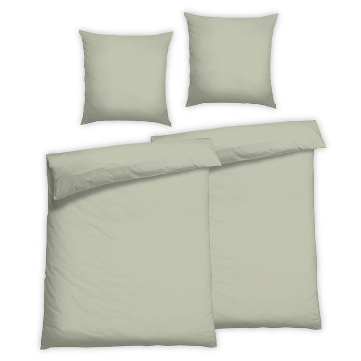 EDEL SATIN BETTWÄSCHE-SET UNI PASTELL GRÜN