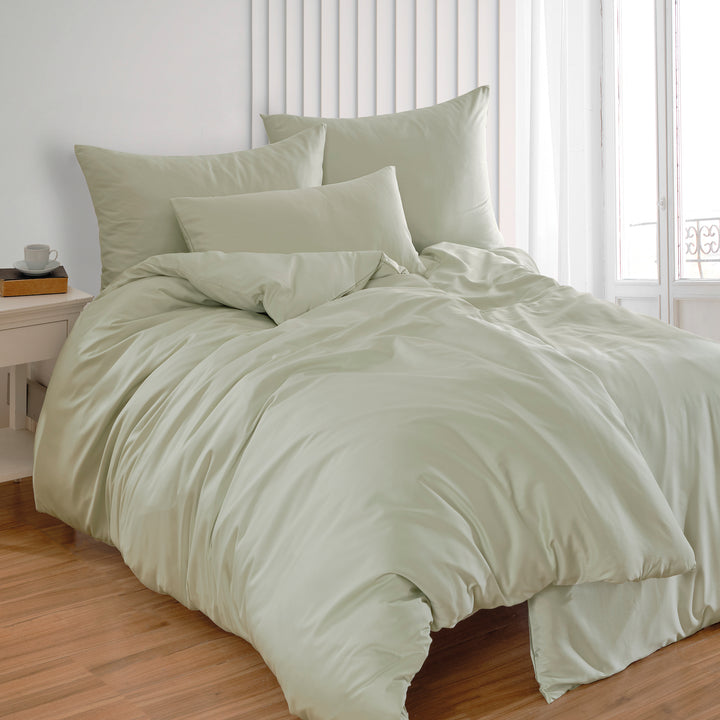 EDEL SATIN BETTWÄSCHE-SET UNI PASTELL GRÜN