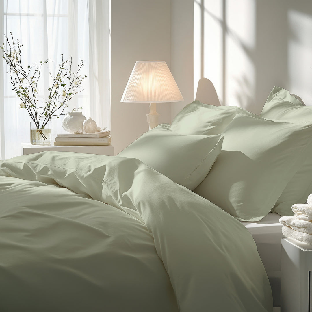 EDEL SATIN BETTWÄSCHE-SET UNI PASTELL GRÜN