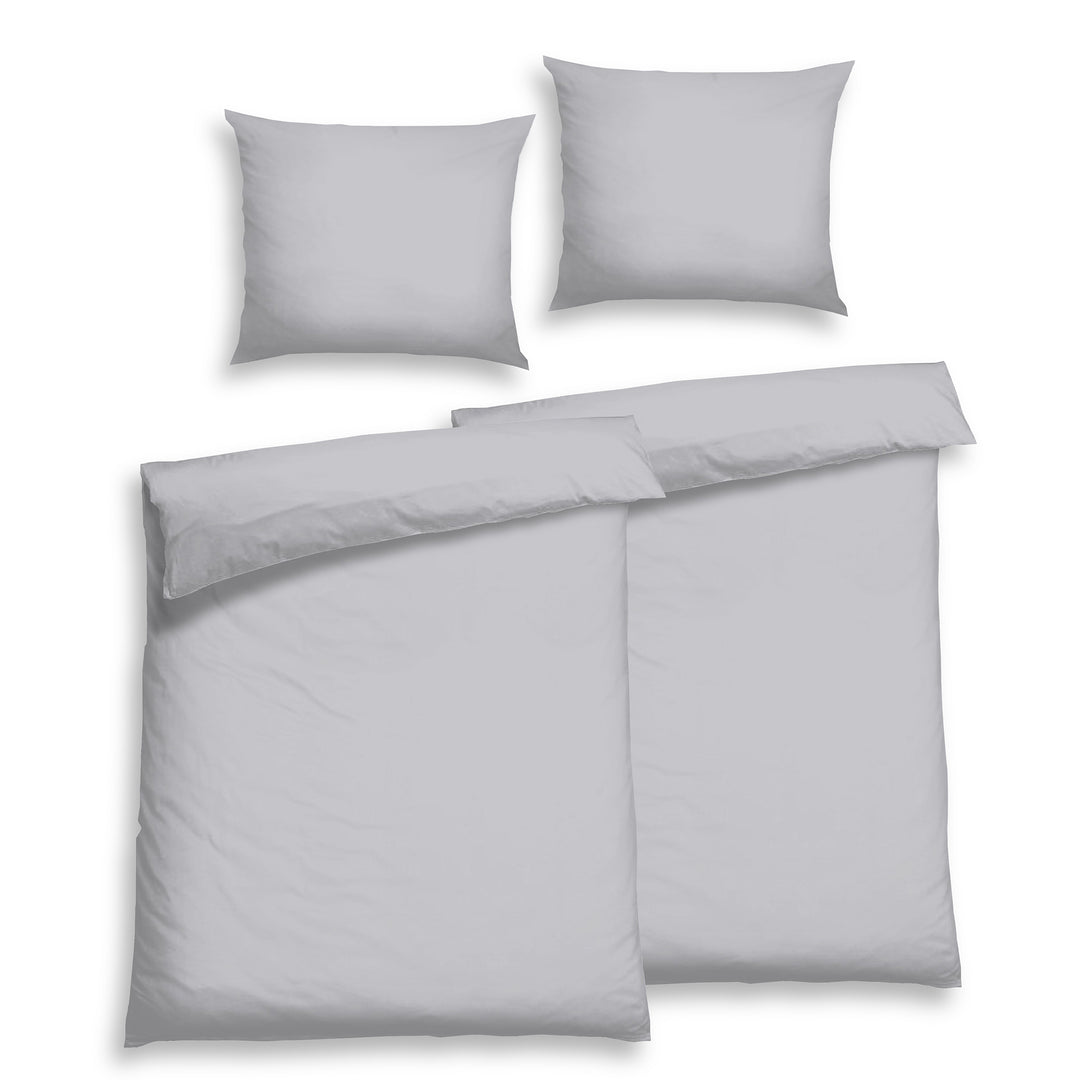 EDEL SATIN BETTWÄSCHE UNI SILBER