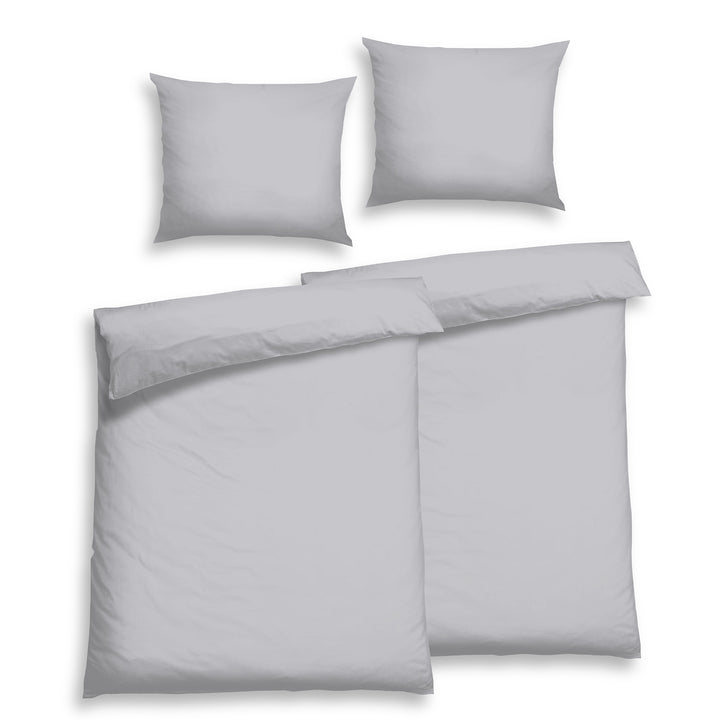 EDEL SATIN BETTWÄSCHE UNI SILBER