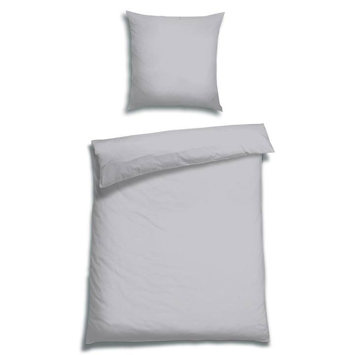 EDEL SATIN BETTWÄSCHE-SET UNI SILBER