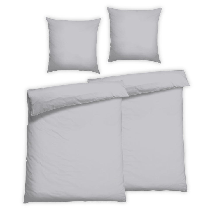 EDEL SATIN BETTWÄSCHE-SET UNI SILBER