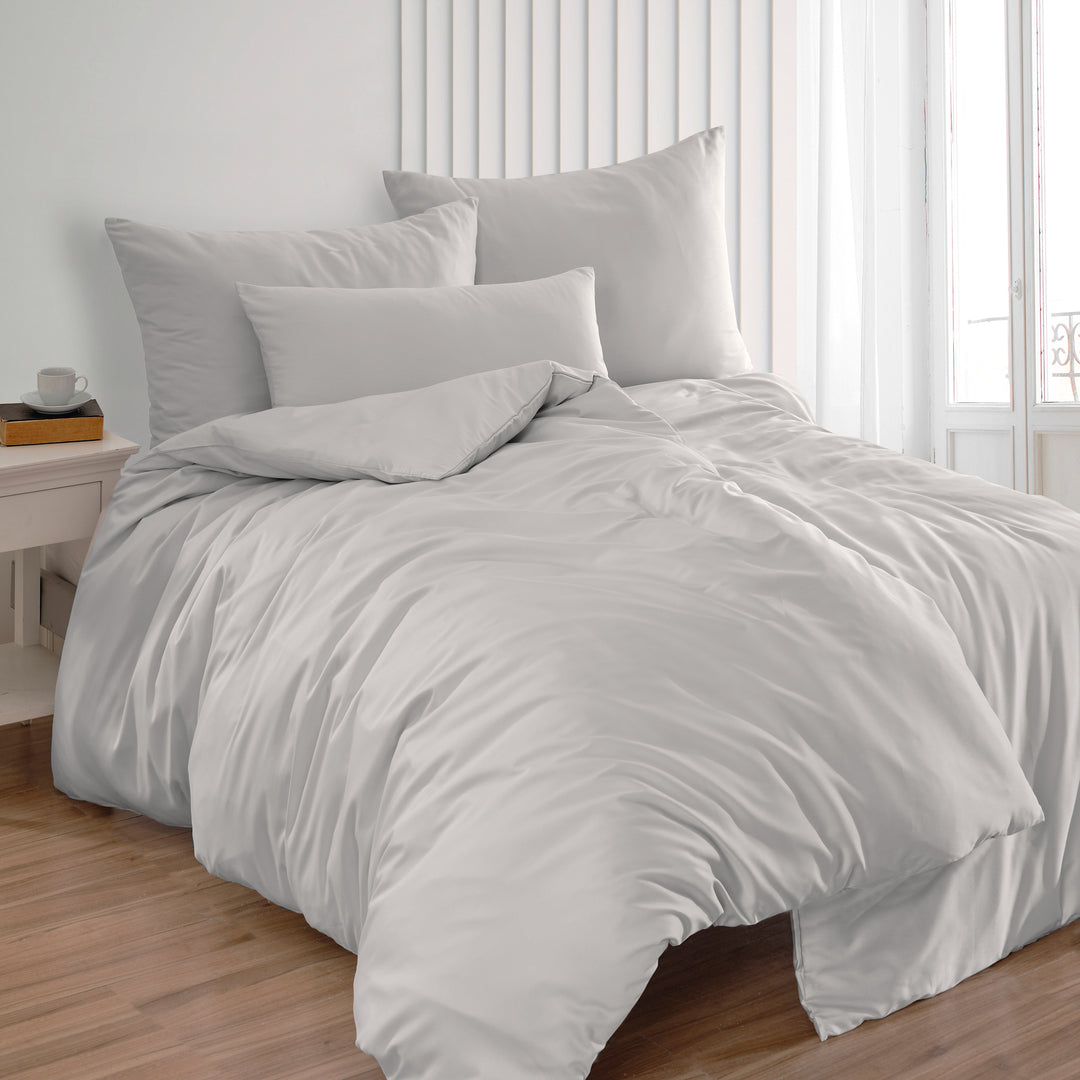 EDEL SATIN BETTWÄSCHE UNI SILBER