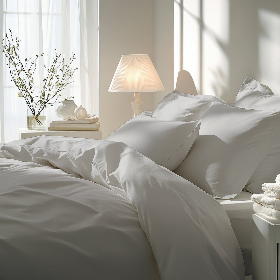 EDEL SATIN BETTWÄSCHE-SET UNI SILBER
