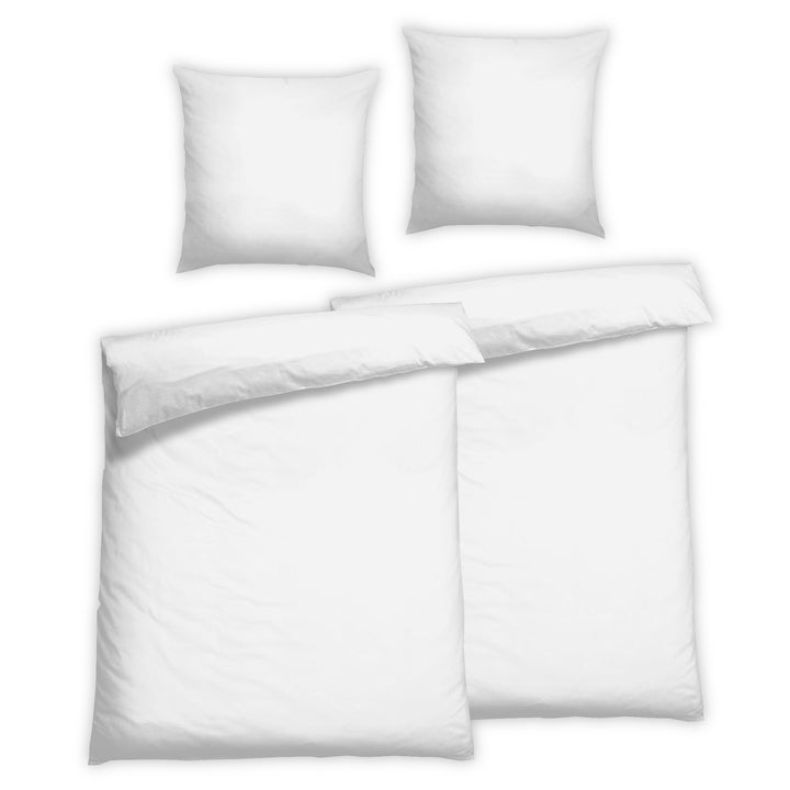EDEL SATIN BETTWÄSCHE-SET UNI WEISS