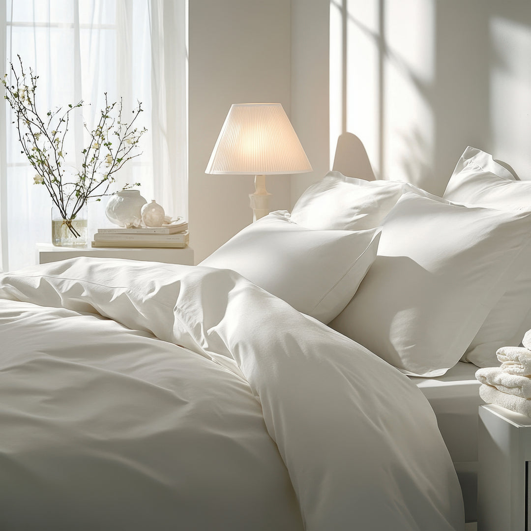 EDEL SATIN BETTWÄSCHE-SET UNI WEISS