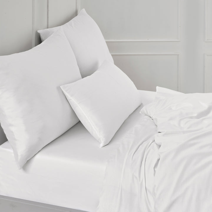 EDEL SATIN BETTWÄSCHE-SET UNI WEISS