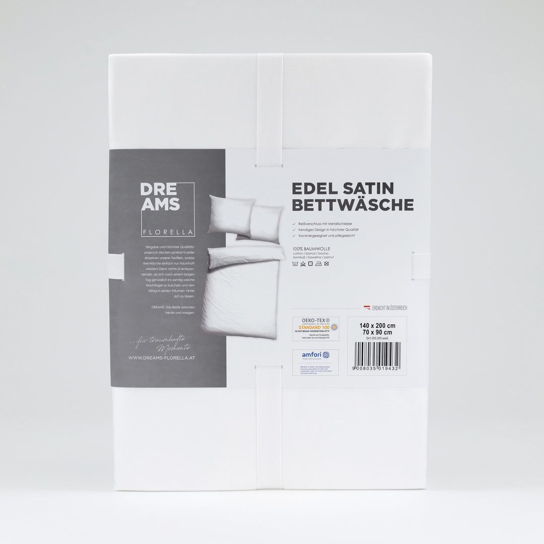 EDEL-SATIN-BETTWÄSCHE UNI WEISS