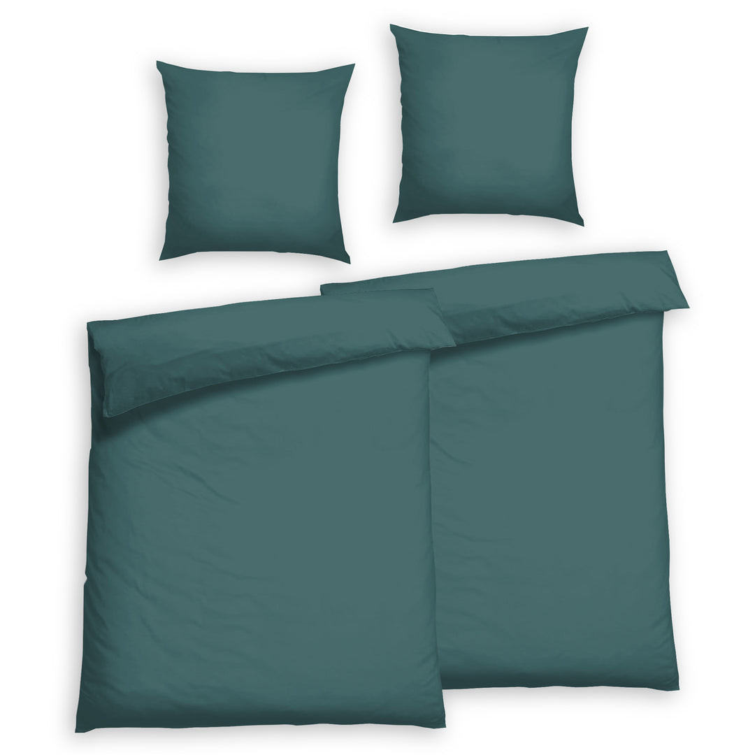 EDEL SATIN BETTWÄSCHE-SET UNI JASPIS