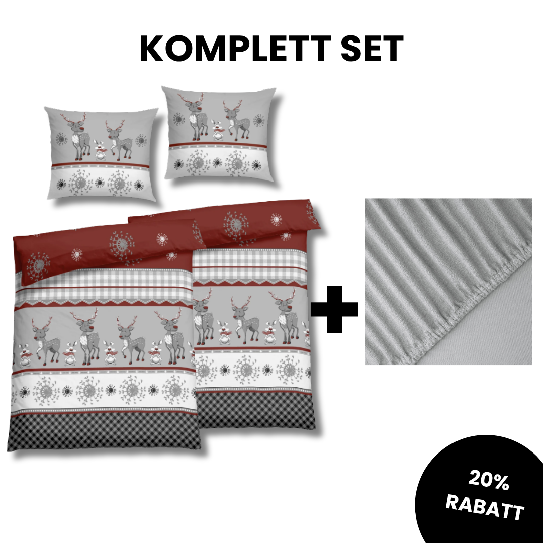 FLAUSCH FLANELL VERAN WEINROT KOMPLETT SET