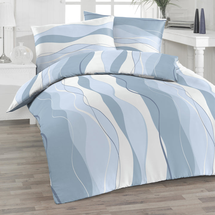 FLAUSCH FLANELL BETTWÄSCHE VEIFA BLAU