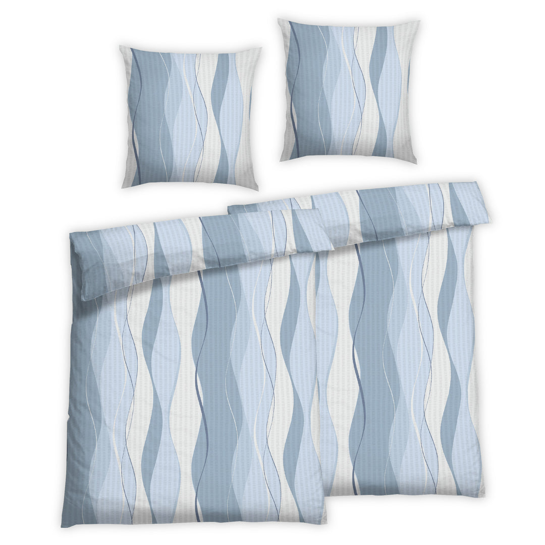 SOFT TOUCH SEERSUCKER BETTWÄSCHE-SET VEIFA BLAU