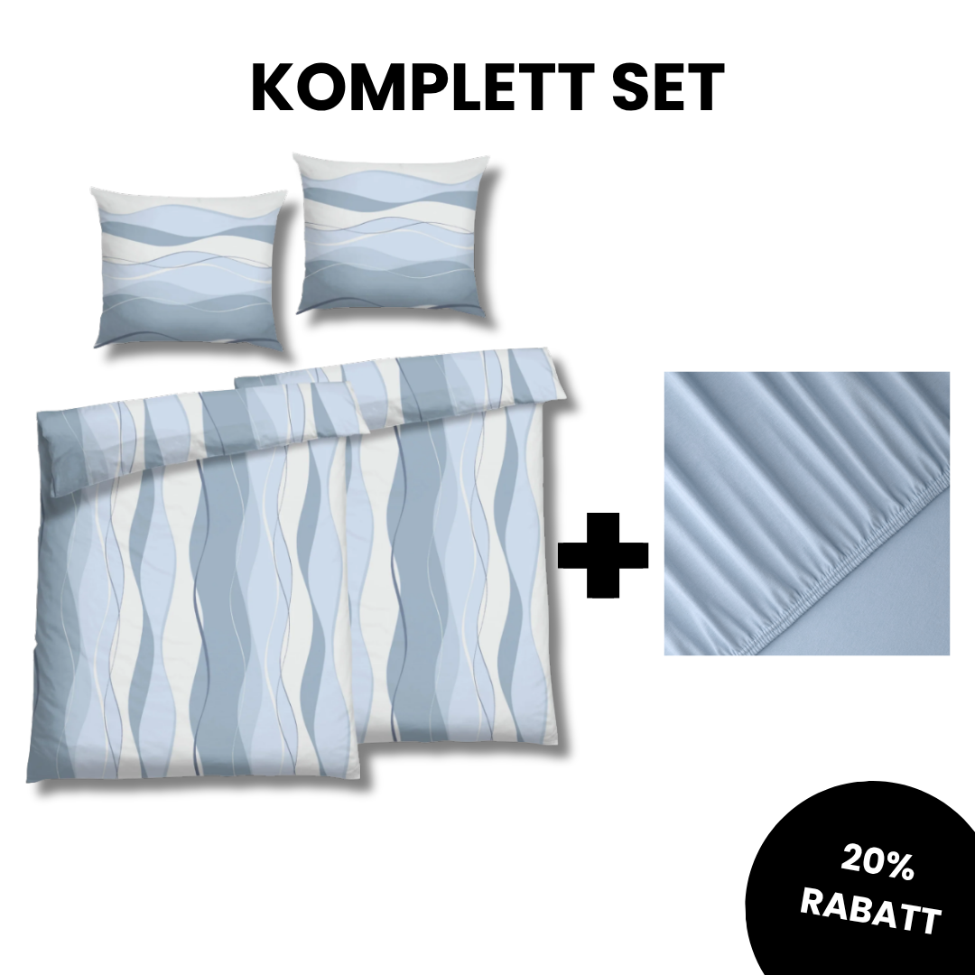 Flausch Flanell Veifa Blau Komplett Set
